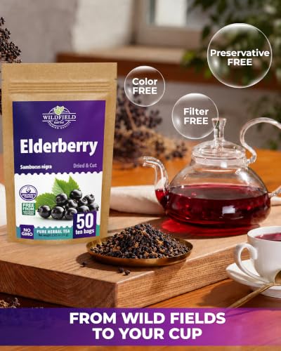 Image of 50 Bags Elderberry Fruit Herbal Tea (Sambucus) - 50 Tea Bags 1.5g Elderberry Berry Tea Sauco