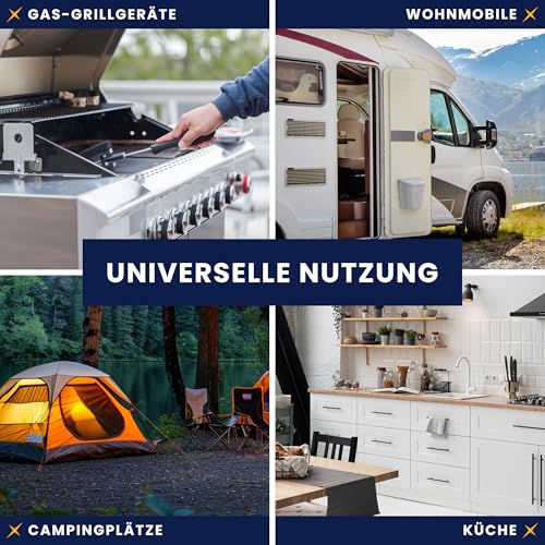 FixedNow Gasflaschenschlüssel aus rostfreiem Stahl | Gasflaschen Schlüssel multifunktional mit 6 Applikationen & einer Öffnung zum Aufhängen an einem Schlüsselband Gasregler | Outdoor Gas Schlüssel