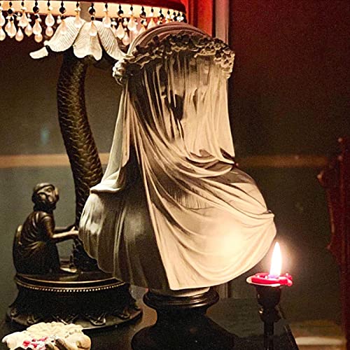 Generic Veiled Lady Bust Veiled Maiden Bust Sculpture 9.8 Inch Gothic Statue Handmade Resin Crafts Home Decor Aesthetic thumb #4