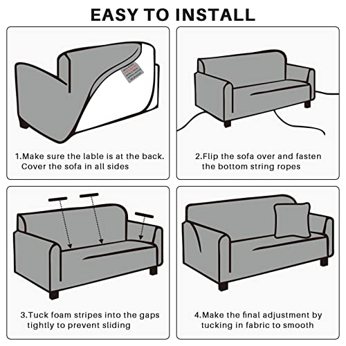 Shanna Sofa Covers, Couch Covers For 3 Cushion Couch Sofa,1-Piece Stretch Couch Cover With 1 Free Throw Pillowcase Printed Sofa Slipcovers (3 Seater Cover, Yellow) #TOP6