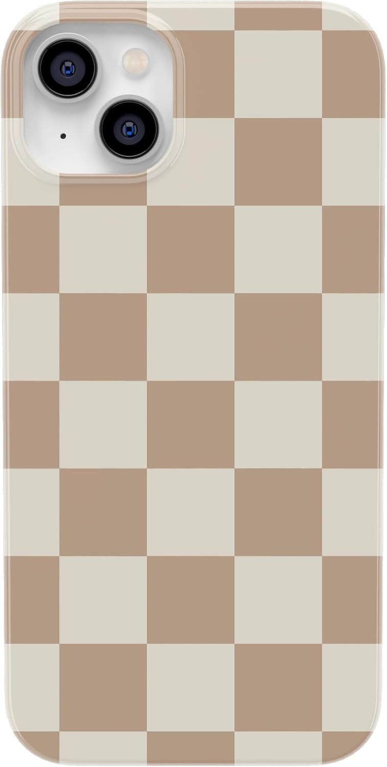 Casely iPhone 13 Case | Fit Check | Neutral Checkerboard | Compatible with MagSafe | Classic Ultra Slim Design