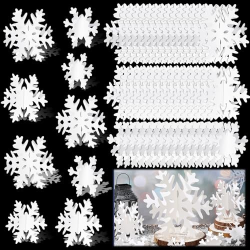 Amazingspark 45 Pcs 3D Snowflake Christmas Table Decoration White Cardboard