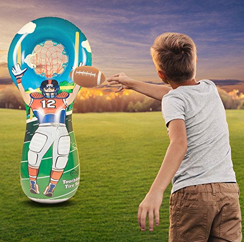 Impirilux Inflatable 5 Foot Tall Double Sided Football Toss Target | 3 Mini Footballs Included | Sports Game For Boys And Gils #TOP5