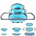 Collapsible Colander - Over the kitchen sink strainer - Silicone Kitchen Strainer Set of 3-6 quart,3 Quart and 2 Quart for Draining Pasta, Vegetable and Fruit (Blue)
