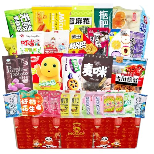 Asian Snack Box Variety Pack, 30-Piece Chinese Snacks Gift Box, 25 Flavor Combinations | Curated...