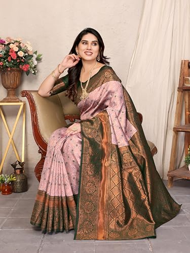 Image of Women's Kanjivaram Soft Silk Banarasi Saree With Blouse Piece | Banarasi Sari For Women | Saree with Blouse piece