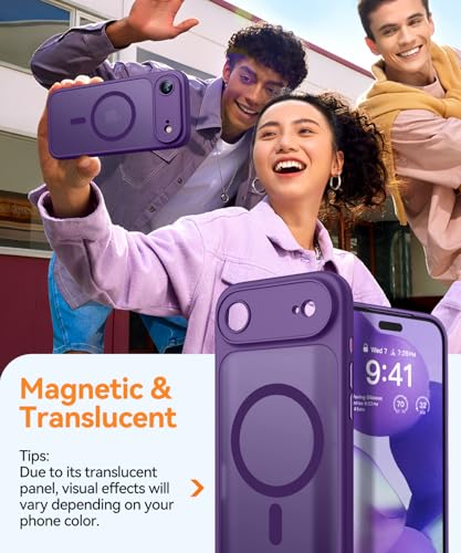 Image of CANSHN Magnetic Compatible with iPhone Air Case(6.5 Inch), Upgraded [Full Camera Protection] [Compatible with Magsafe] [Translucent Matte] Shockproof Phone Cover for iPhone 17 Air Case,Deep Purple