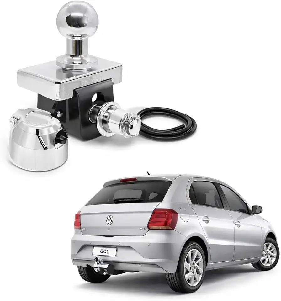 Engate de Reboque para Volkswagen Gol G5 G6 G7 G8, Aço Cromado com Bola 50mm, Kit Completo com Tomada Elétrica e Capa Protetora, 2008-2026
