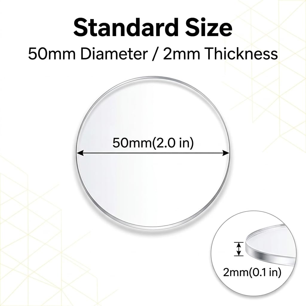 20 sztuk płyt akrylowych, okrągłe, 50 mm, grubość 2 mm, przezroczyste płyty do projektów DIY, grawerowania laserowego, malowania, modelarstwa i dekoracji, przezroczyste tarcze akrylowe bez otworu