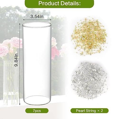KAMJUNTAR Glass Vases for Flowers 7 Pcs 10 Inch Glass Cylinder Vases for Centerpieces Flower Vase Floral Arrangement Clear Tall Vase for Table Centerpiece Wedding Home Decor - Cosy Home Interiors KAMJUNTAR Glass Vases for Flowers 7 Pcs 10 Inch Glass Cylinder Vases for Centerpieces Flower Vase Floral Arrangement Clear Tall Vase for Table Centerpiece Wedding Home Decor - Image 2