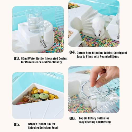Cage pour hamster anti-projection et grand espace de nidification - 5