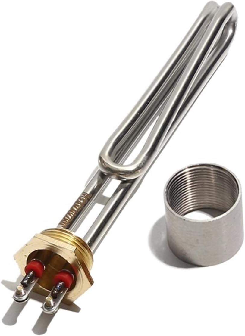 Immersion Water Heating Element Electric Water Heating Element G1 Copper Thread AC 110V 220V Bend Resistance Solar Boiler Heater 1000W 2000W 3000W(with Internal Nut,380V_3KW 230MML)