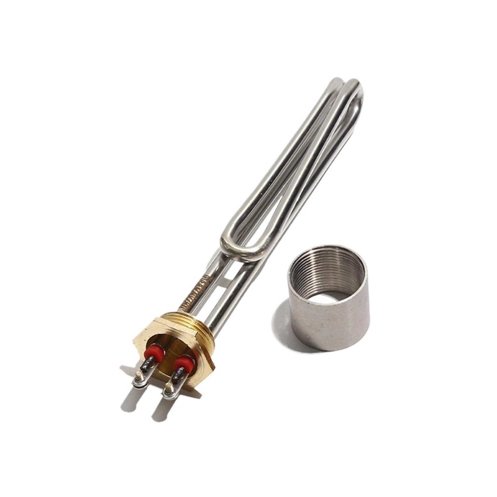 Immersion Water Heating Element Electric Water Heating Element G1 Copper Thread AC 110V 220V Bend Resistance Solar Boiler Heater 1000W 2000W 3000W(with Internal Nut,380V_3KW 230MML)