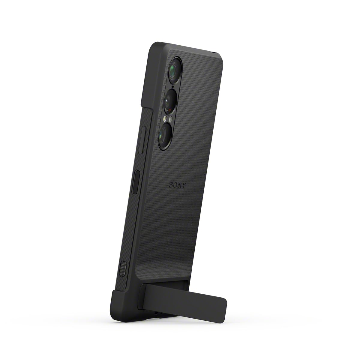 Sony Stylowa osłona z podpórką do smartfonu Xperia 1 VII | Pasek zapobiegający | Uniwersalna podpórka i nowy pasek z pierścieniem z myślą o wygodzie i lepszej ochronie, Czarny