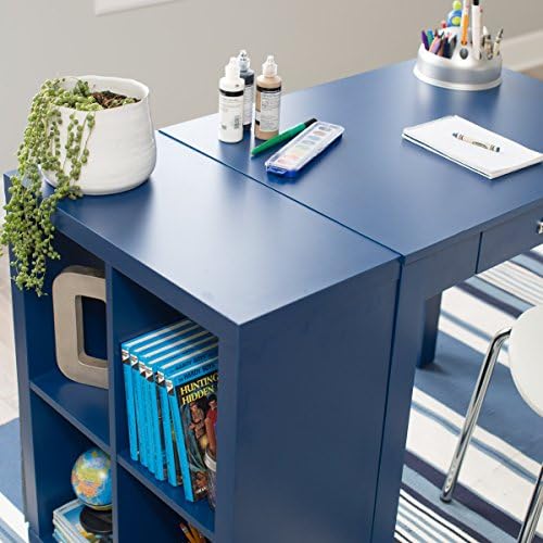 Mini Writing Desk with Optional Bookcase - Navy .