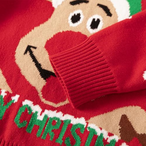 Image of Girl Ugly Christmas Sweater - Boy Double Layer Knitted Reindeer Holiday Xmas Pullover Sweater Kids 2-9 Years Old