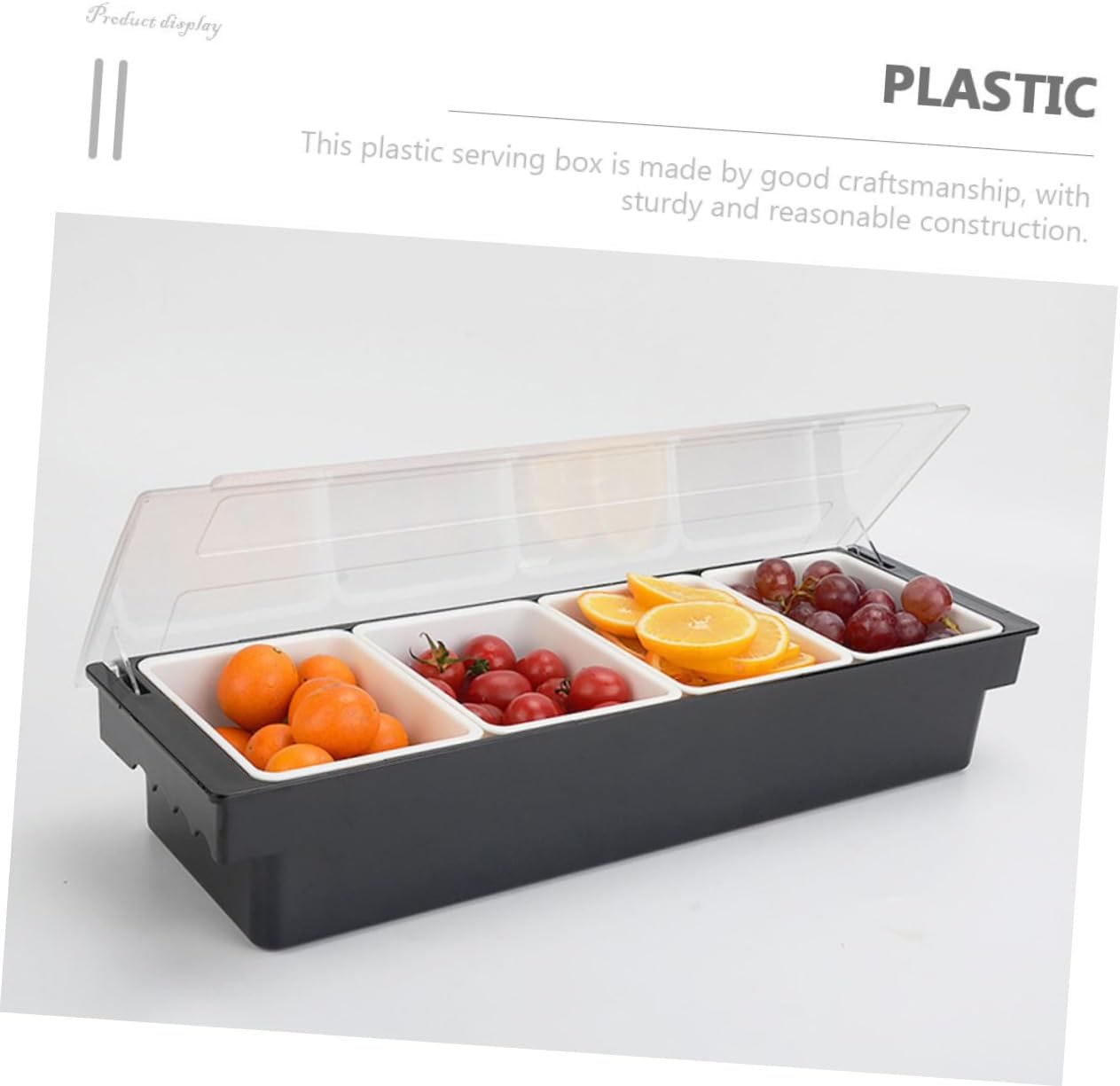 Cocktail Ingredient Compartment Box Multi Section Fruit and Condiment Storage for Bar Plastic Serving Container for Dried Fruits Vegetables and Salad
