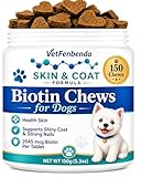 Biotin for Dogs Skin and Coat Supplement Dog Shedding and Dry Skin Support Chews, Dog Nail Strengthener with 58mg Vitamin Biotin per oz, Dried Yeast B-Complex & 42% Protein for All Breeds, 150 Chews
