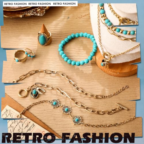Image of Ecally Western Turquoise Jewelry Set for Women