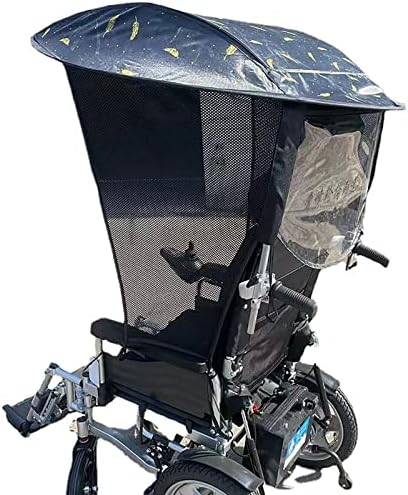 Adjustable Wheelchair Umbrella Canopy, UV Resistant Sun Shade & Rain Cover, Breathable Side Gauze (Wheelchair Without Handle)