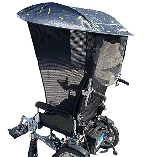 Adjustable Electric Wheelchair Umbrella Canopy, UV-Resistant Sun & Rain Cover, Breathable Side Gauze, Fits Most Wheelchairs – Essential Mobility Accessory