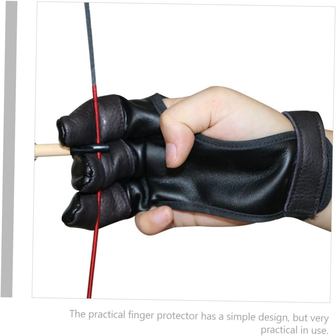 Yardwe 3pcs Adjustable Archery Glove Archery Finger Protectors Cowhide Thumb Glove for Adults Portable Hunting Equipment