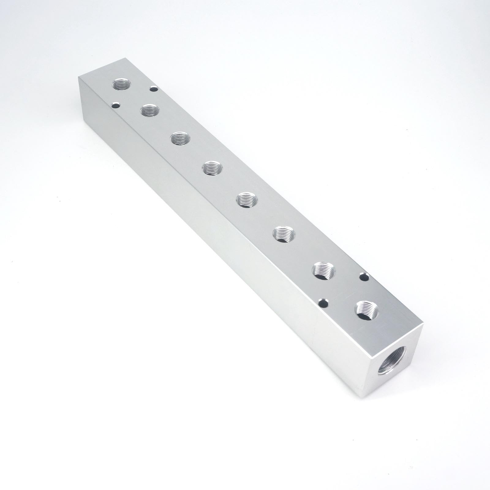 Divisor de Bloque de colector neumático de Aluminio sólido de 8 vías, 40 x 40 mm, G1/2" de Entrada y G1/4" de Salida