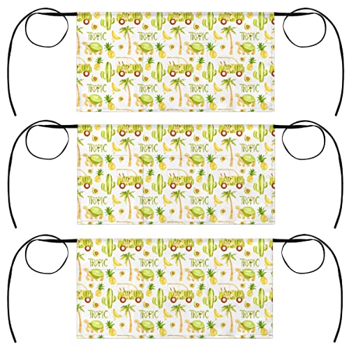 bisibuy 3 Pack Server Aprons with 3 Pockets, Turtle Camp Tropic Waitress Waiter Wasit Apron for Women Men Restaurant Bistro Cafe Bars Half Aprons Waitress Server Accessories