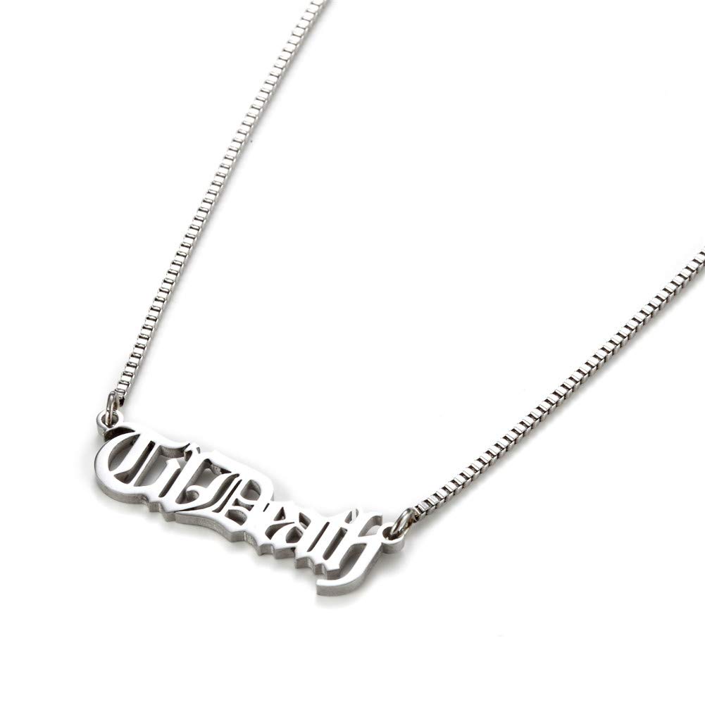 ElefezarOld English Nameplate Necklace Personalized 925 Sterling Silver Custom Made with Any Name