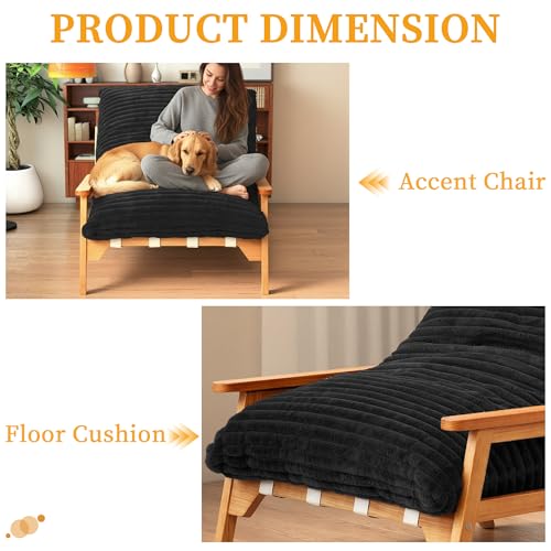 Sillón Plegable Peluche Negro miniatura 3