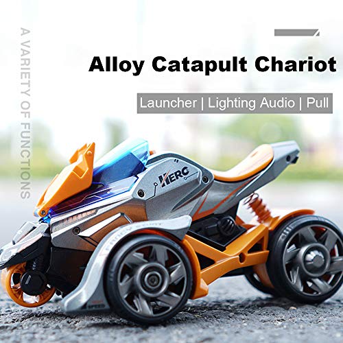 Gilumza Pull Back Car Motorcycle Toys, Pull Back Vehicles Racing Cars Launcher Toy with Music Lighting, Die-cast 2 in 1 Catapult Race Trinity Chariot Gift for Christmas Brithday (White&Blue) - Thumbnail 6
