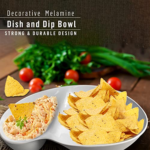 Chip And Dip Serving Set Melamine Tray Divided Platters Condiment Set Perfect For Snack Appetizer Food. Serving Trays And Platters White #TOP5
