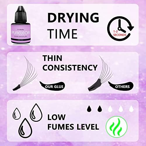 Eyelash Extension Glue Professional Salon Use Only,5-8 Weeks Stay 1-2s Drying Black Adhesive for Semi-Permanent Extensions(Not for Individual Cluster Lashes),6ml