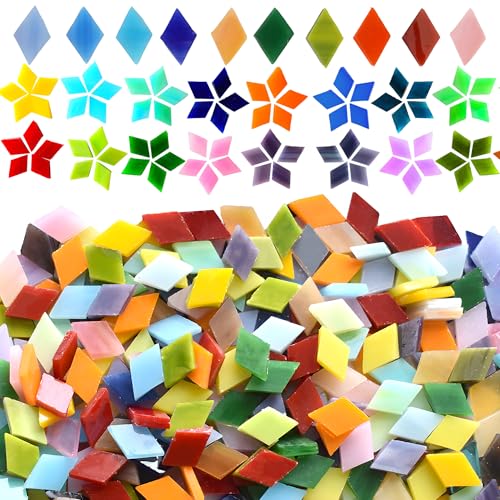 AiYoYo 650g Mosaik-Glasfliesen Bunte Rautenförmiges Mosaiksteine Ideal für kreative DIY-Mosaikprojekte Heimdekoration Kunsthandwerk DIY-Projekte und Hobbys