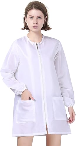 TOPTIE Bata de satén de manga larga para peluquero unisex para estilista de peluquería para mascotas, ropa de trabajo