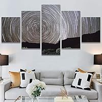 SIGNWIN 5 Panel Canvas Wall Art Aerial Astronomy & Space Dramatic Global Green Photography Realism Stars Ultra for Home Decorations Ready to Hang - 60
