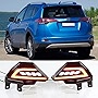 Dreamseek LED Reflector Tail Fog Light for Toyota RAV4 XA40 2016 2017 2018 Rear Bumper Brake Lamp with Dynamic Sequential Turn Signal (Smoke Lens)