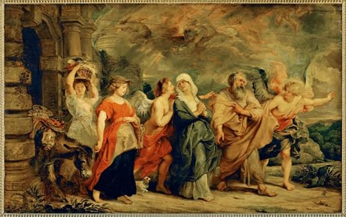 Toile L'évasion de Lots par Peter Paul Rubens de 60x90cm pour décoration murale de salon