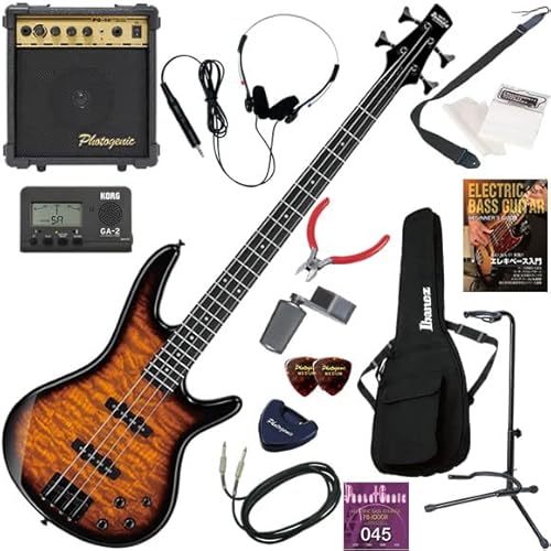アイバニーズ エレキベース初心者入門 GIOシリーズ 10wアンプが入ったスタンダード15点セット GSR280QA/TYS(トランスペアレントイエローサンバースト)