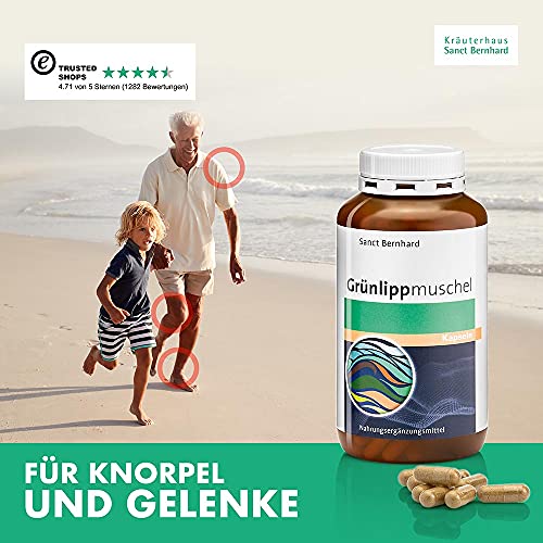 Sanct Bernhard Grünlippmuschel-Kapseln | 300 Kapseln | hochdosiert | 500 mg neuseeländisches Grünlippmuschel-Konzentrat/Kapsel | Qualität aus deutscher Herstellung | Made in Germany