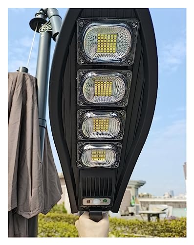 QZCX Luces de calle solares Al aire libre 10000 vatios Luces de calle solares 12000LM Lámpara solar Focos de control remoto 3 modos Iluminación de seguridad de jardín a prueba de agua(Set B)