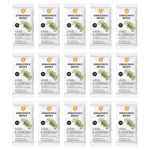 Image of INDIGENOUS HONEY Pure Ajwain Honey Raw Organic Sachet 15 x 0.53 oz