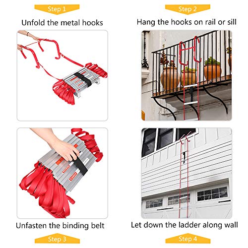 Luisladders Fire Escape Ladder 2 Story With Anti-Skid Rungs Portable Emergency Escape Ladder thumb #3