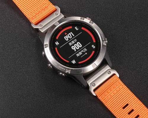 Image of HEMSUT Premium Nylon Watch Band for Garmin Quick Fit Watch - 20 /22 /26mm, Glossy Durable Non-Taper Strap with Tang Buckle Military Strap for Fenix Forerunner Approach MARQ Epix Tactix Quatix D2 Series
