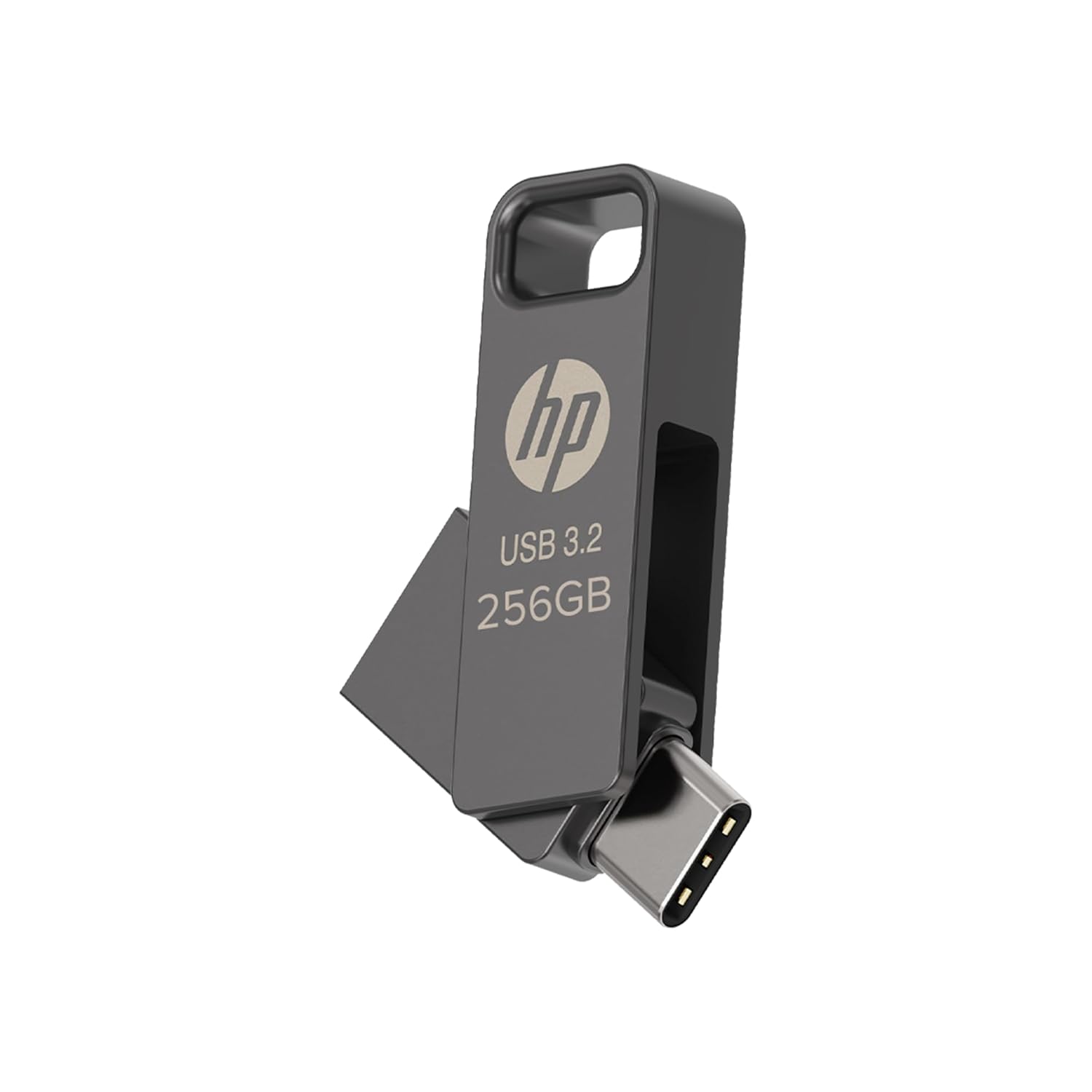 HP 886C 256GB OTG Flash Drive 3.2 Rock/USB Metallic Swivel Design/Durable Metal Material