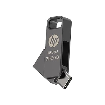 HP 886C 256GB OTG Flash Drive 3.2 Rock/Metallic Swivel Design/Durable Metal Material