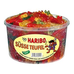 Haribo Sweet Devils, Gummy Bears, Wine Gummies, Fruit Gummies, 150 Units, 1200 g Tin