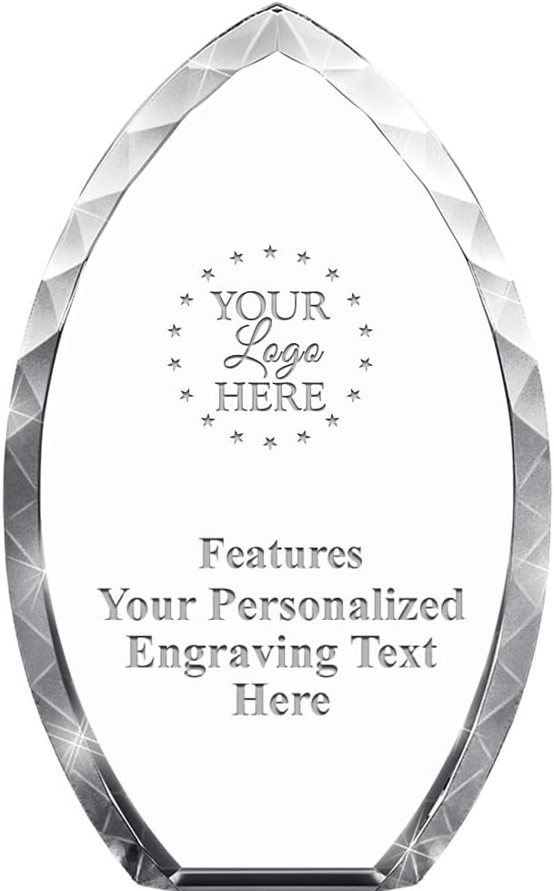 Crown Awards Customized Crystal Trophy, 8" H Personalized Tear Drop Award with Custom Engraving Prime
