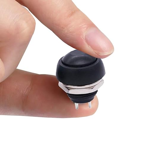 dstfuy SPST - Interruptor de botón momentáneo, interruptor de bocina de botón impermeable de 2 pines de encendido y apagado con cables de 20 AWG