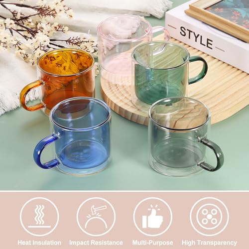 Tasses à café expresso verre double paroi 250ml cappuccino thé rose
